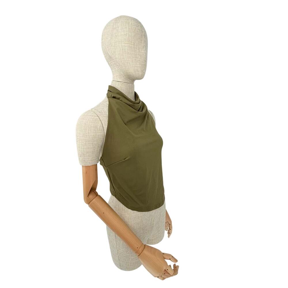 SHEIN Army Green Halter Crop Top Womens L NWOT Y2K Casual Backless